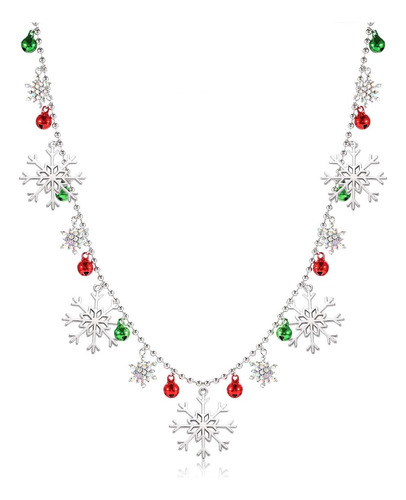 Boderier Christmas Snowflake Necklace Long Glitter Snowfl...