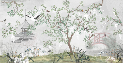 Vinilos Murales Empapelados Arbol Chinoiserie Aves2