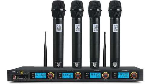 Proreck Mx44 - Sistema De Micrófono Inalámbrico Uhf De 4 Can