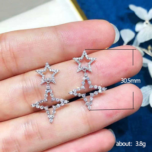 Para Pendientes Con Forma De Estrella De Circonio