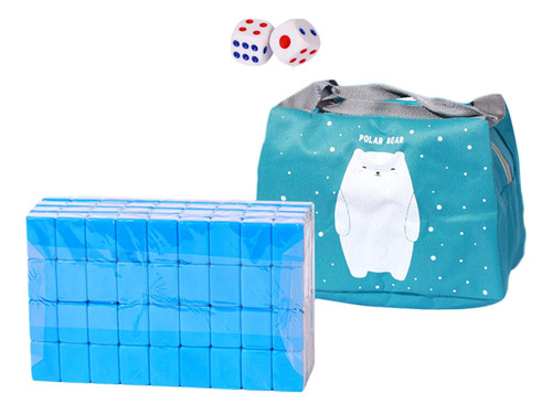 Juego De Mini Mahjong De Viaje Mini Mahjong Con Bolsa Azul