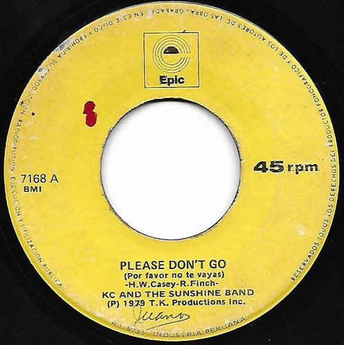 Single 45 Kc & The Sunshine Band- Please Don't Go 1979