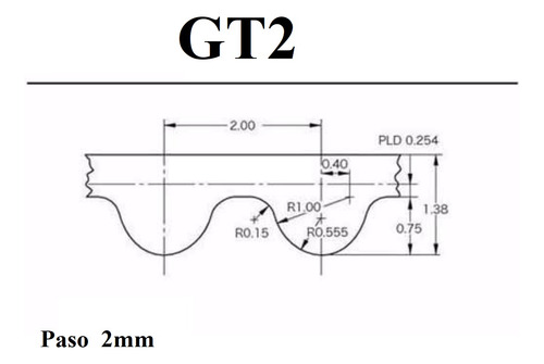 Banda Dentada Gt2 Ancho 15mm 6 Metro + 3 Polea Centro 8mm