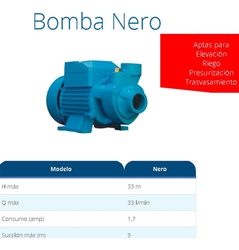 Bomba Periferica Fluvial Nero 1/2hp Turbina Sin Interes