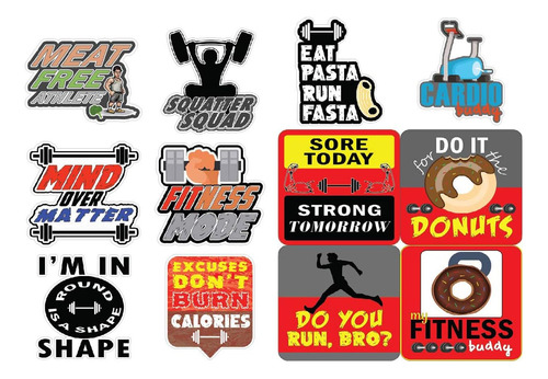 Creanoso Funny Fitness Stickers - 4 Juegos A Granel (12 Dise
