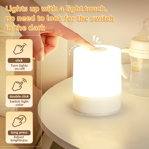 Lámpara De Noche Táctil, Lámpara Led Usb Recargable, Luz De