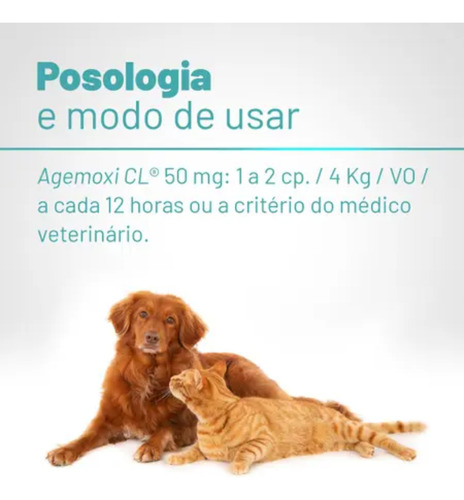 Kit 2 Agemoxi Cl 50mg 20 Comprimidos Antibiótico Cães/gatos