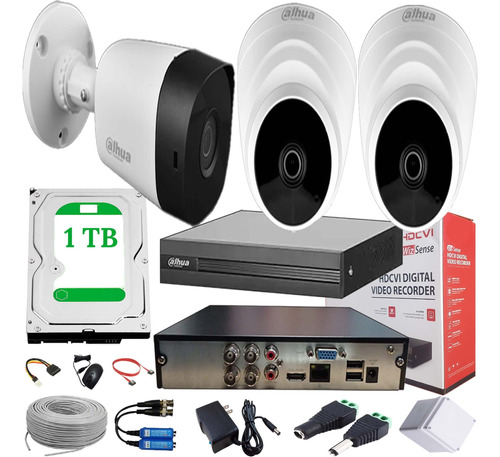 Cámaras De Seguridad Kit Cctv1080p Dahua Dvr 4ch + 3 Cámaras