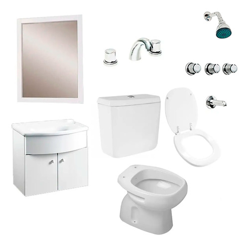 Combo Baño Completo Griferias Inodoro Vanitory Colgante 16 P