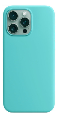 Funda Silicona Case Compatible Con Iphone 15 Pro Max Celeste Lisa