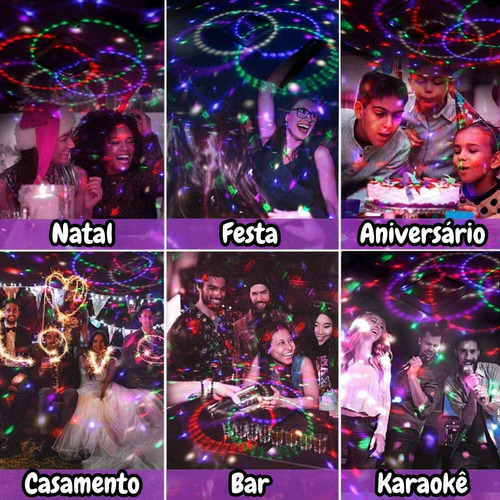 Globo Colorido Meia Bola Maluca Rgb Led Bluetooth Laser