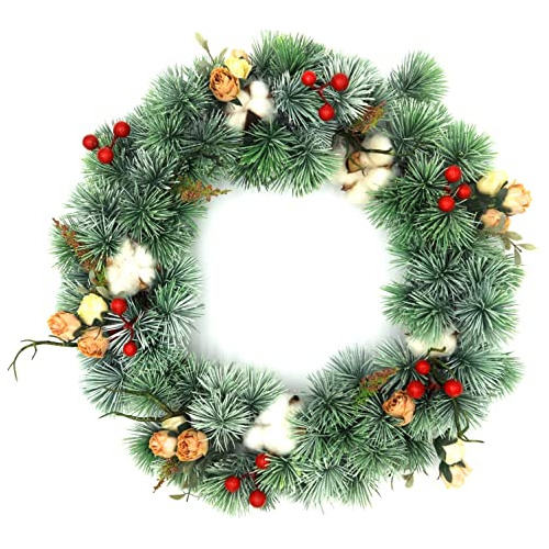 18 Inch Artificial Christmas/winter Wreath With Red Ber...