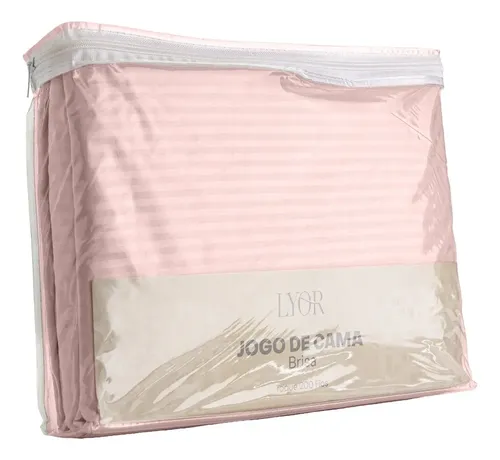 Jogo De Cama Queen Brisa Toque 200 Fios Rosa Microfibra Lyor