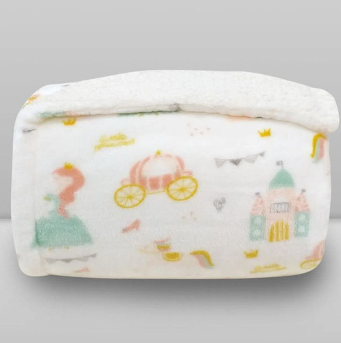 Cobertor Infantil Bebê Plush Premium 1,27 X 1,52 Princess Cor Branco