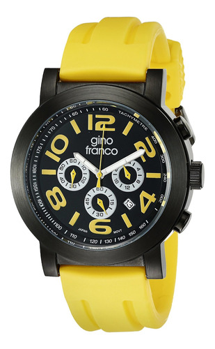 Reloj Hombre Gino Franco 9620yl Cuarzo Pulso Negro En Caucho