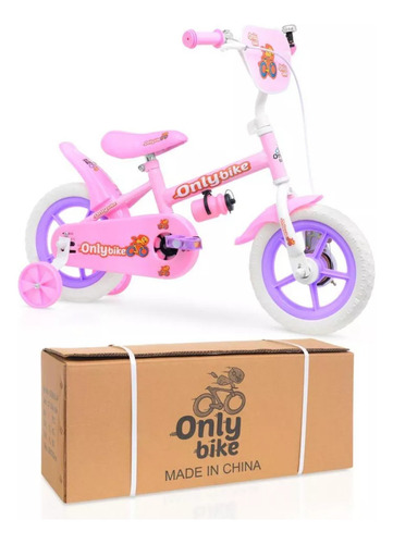 Bicicleta Infantil Aro 12 Com Rodinhas 2 A 6 Anos Bike Rosa Menina Com Rodinhas Freio E Regulagem Premium Brinquedo Presente Onlybike