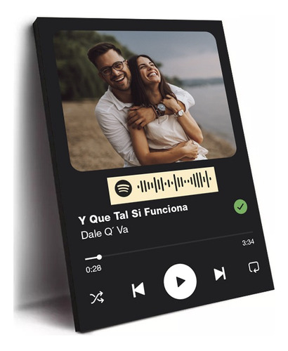 Cuadro Spotify Personalizado Madera 30x45 Musica A Eleccion