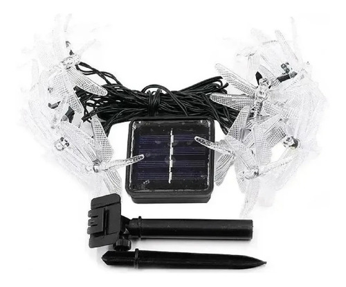 Imagen 2 de 6 de Luces Navidad Guirnalda 30 Led Solar Libélula 6 Metros