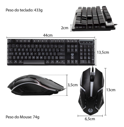 Imagem 4 de 10 de Kit Gamer Haiz Teclado Semi Mecanico Headset E Mouse C/ Led