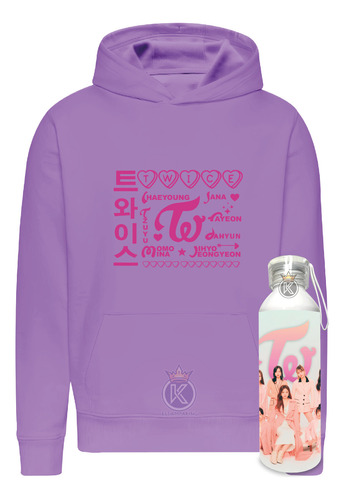 Poleron Twice + Botella En Aluminio 750ml - Femenino Surcoreano - K-pop - Estampaking