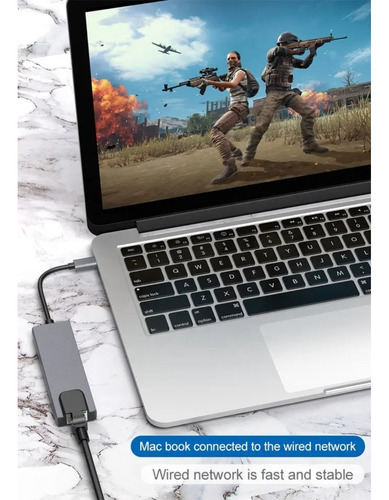 Hub Adaptador Usb Tipo C 5 En 1 Hdmi 4k 60hz, Rj45 Lan, Usb