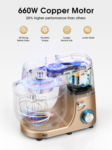 Batidora De Pie Kuccu, 8,5 L, 660 W, 6 Velocidades, Con Puls