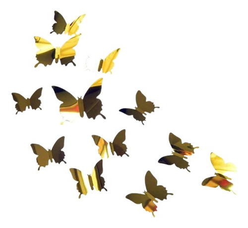 Mariposas Efecto Espejo 3d / 12 Und