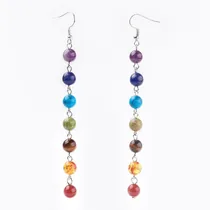 Comprar Aretes Siete Chakras Cuarzos Karma Reiki Sanacion 3804 Full Verde Oscuro