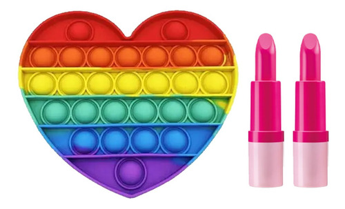 Imagem 4 de 6 de Kit Maquiagem Infantil Pop It + Polvo + Lata Kmlt5