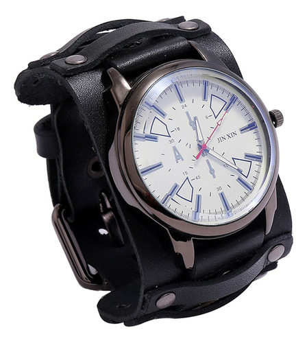 Punk Pointer Reloj Cuero Elegante Cinturón Ancho Correa