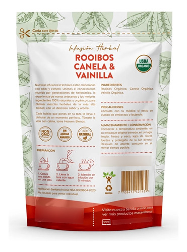 Kit 2 Tés Org Rooibos, Canela, Vainilla | Heaven Blends
