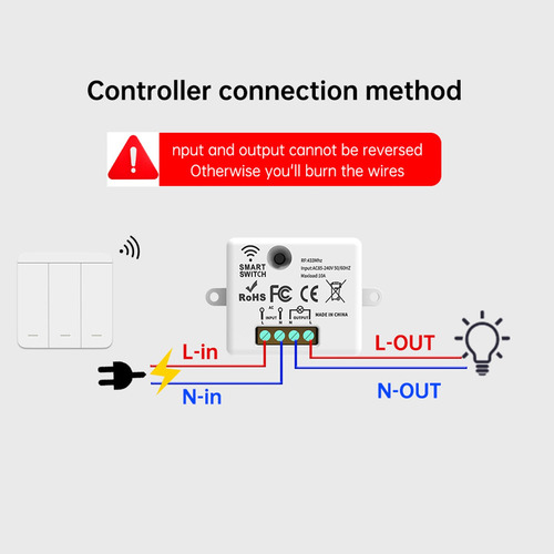 Modulo Rf433 + Interruptor 1 Tecla Sem Fio Controle Remoto