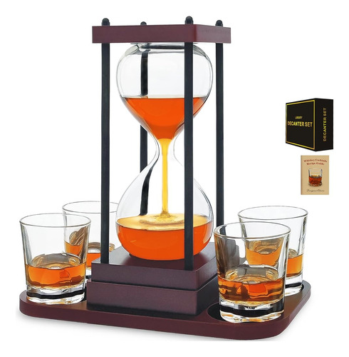 Juego De Decantador De Whisky Con Reloj De Arena Con Vasos Y