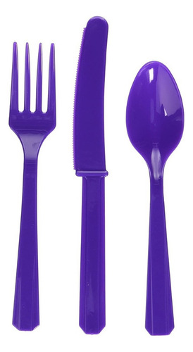 A Cubiertos Mix Tenedor Cuchara Cuchillo Morado P/24