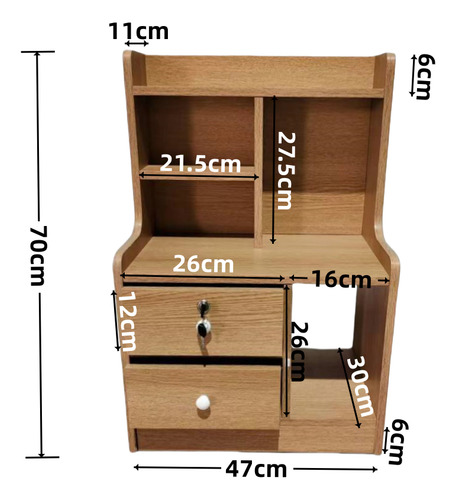 Mesita De Noche Moderna De 3 Pisos Con Estante De Almacenamiento,mesita De Noche Con 2 Cajones,mesa De Noche Para Recamara 47x30x70cm