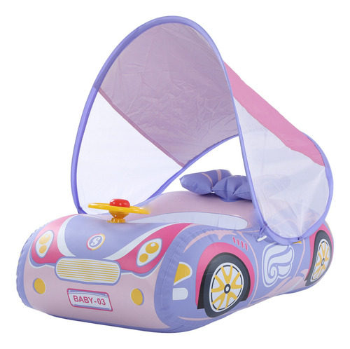 Flotador Con Forma De Coche Inflable Rosa Para Bebés, Con Fo