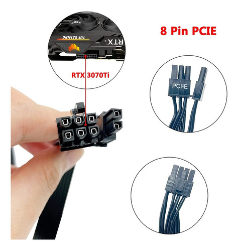 Cable Pcie Para Evga, 65cm Macho A Macho 8 Pin A Dual 6+2...