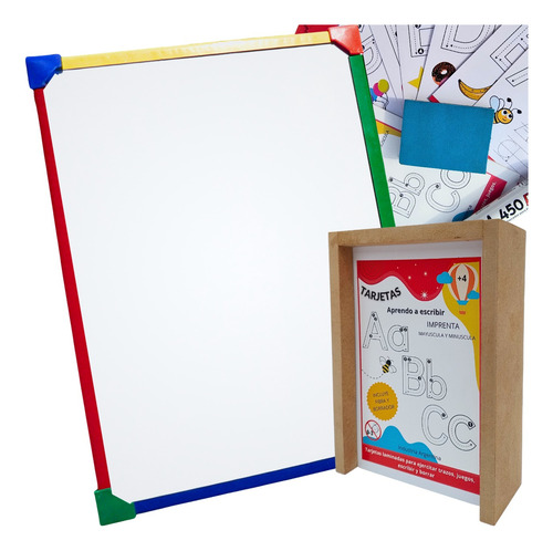 Pizarras 30 X 40 + Fibra Cartas Abecedario Aprendizaje Niños