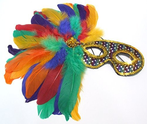 Rainbow Feather Mask Masquerade Costume Party Gay Mardi Gras