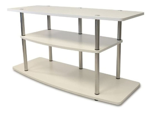 Mueble Para Tv De Metal Plateado Y Madera Color Blanco.