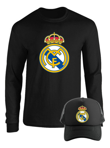 Camibuso Real Madrid Camiseta Manga Larga Combo Gorra