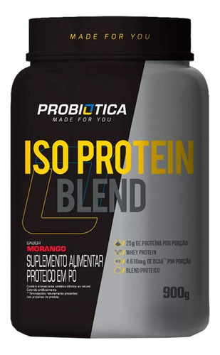 Iso Protein Blend Pote 900g Morango Probiotica