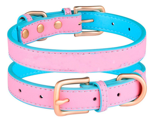 Collar Eco Cuero Bicolor Talla S Para Perros