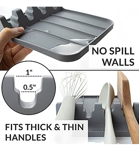 Soporte Para Utensilios De Silicona Con Almohadilla De Goteo Dark Gray