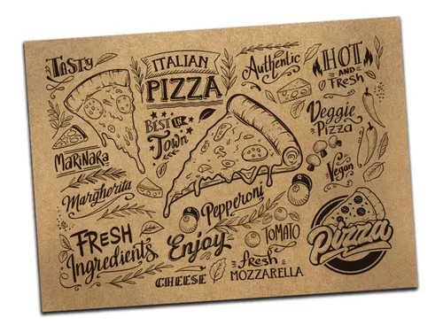 100 Un Papel Bandeja Mesa Pizzaria Kraft Ou Branco Padrão