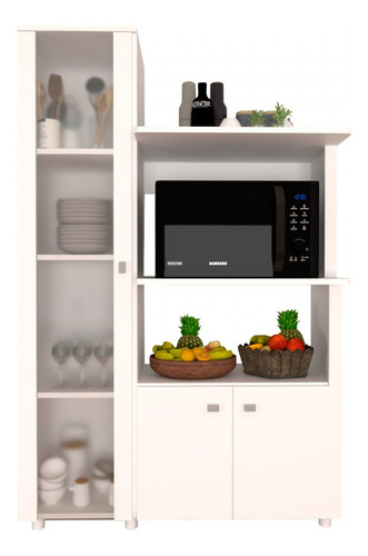 Armário De Cozinha Paula Com Cristaleira 3 Portas Branco