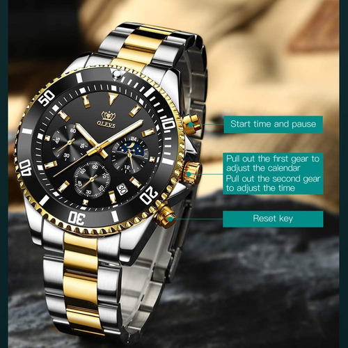 Olevs Relojes Para Hombre Cronógrafo De Cara Grande Relojes