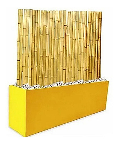 Kit Cañas 2m Bambú Maceta Color Fibrocemento 80 Cm Interior