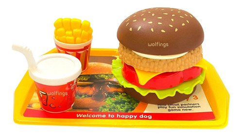 Imagen 1 de 9 de Juego De Encastre Comida Rapida Combo Hamburguesa De Juguete