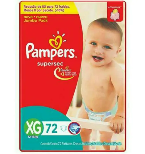 360 Fraldas Xg Pampers Supersec - 5 Pacotes Com 72 Fraldas